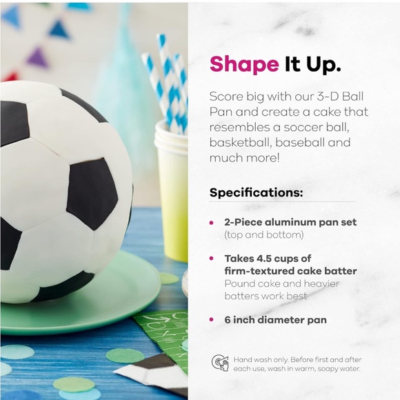 Wilton 3-D Sports Ball 6-Inch Aluminum Cake Pan Set - Picture 3 of 8